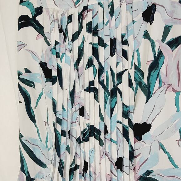 Tory Burch Louisa 100% silk floral pleated ruffled hem midi skirt Sz 6 feminine - Picture 6 of 13